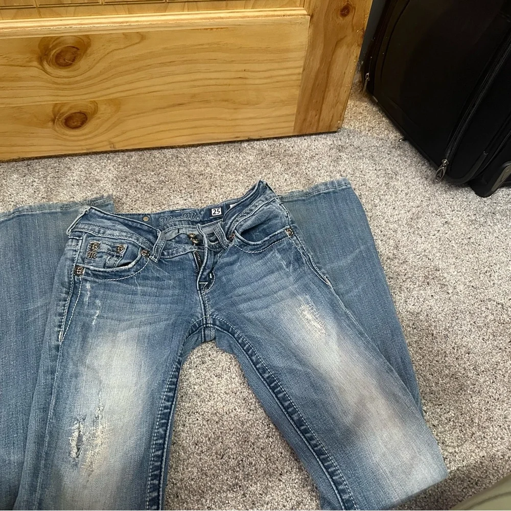 Miss Me Blue Boot Cut Jeans with Silver Accents - Picture 3 of 3